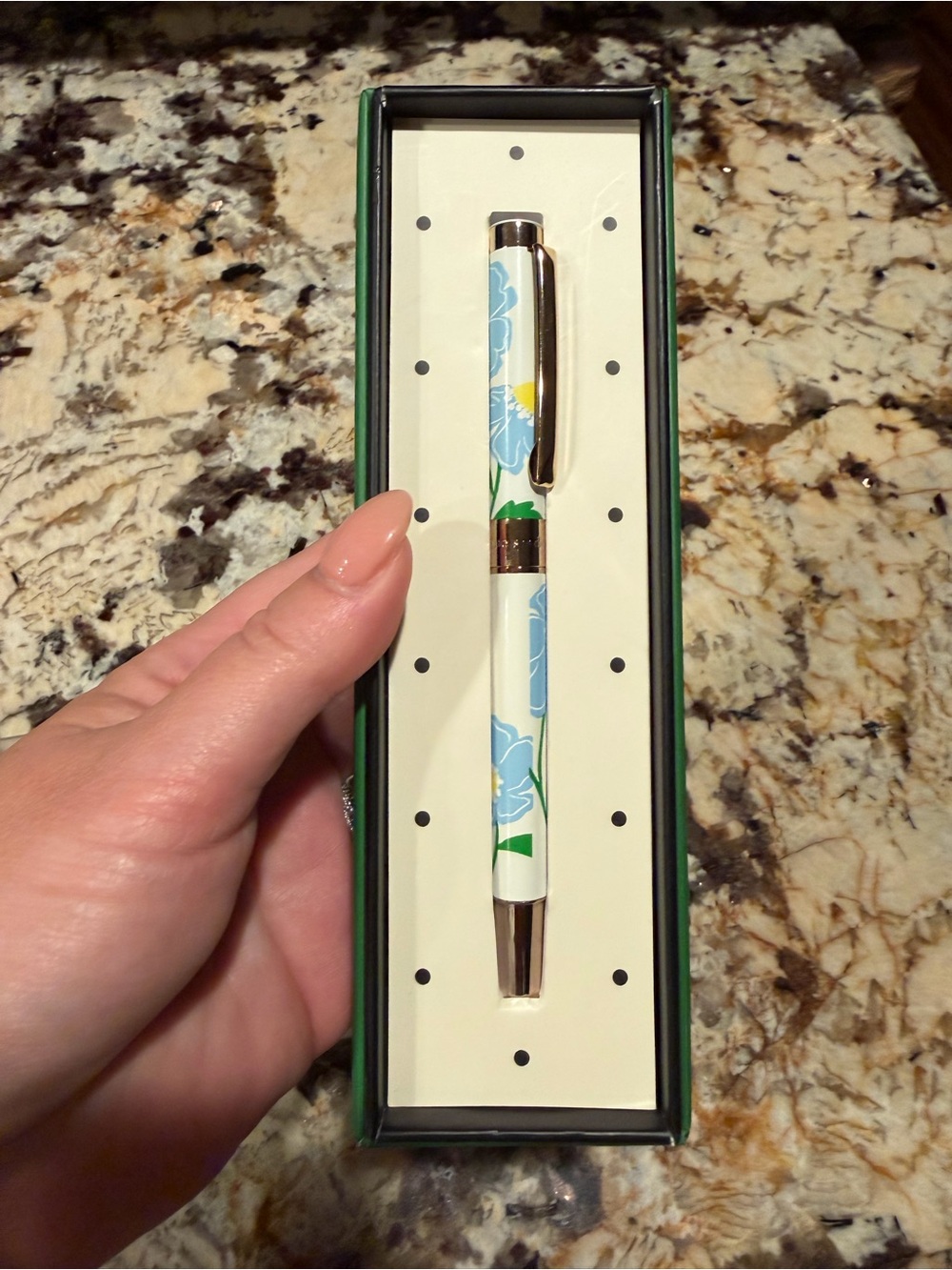 Kate Spade Blue White Floral Pen